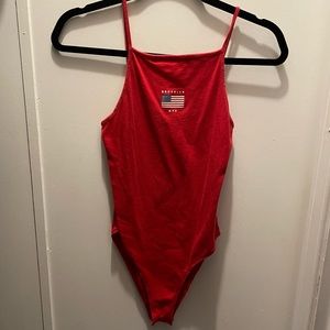H&M x Divided “USA Flag Brooklyn” Red Bodysuit (Small)